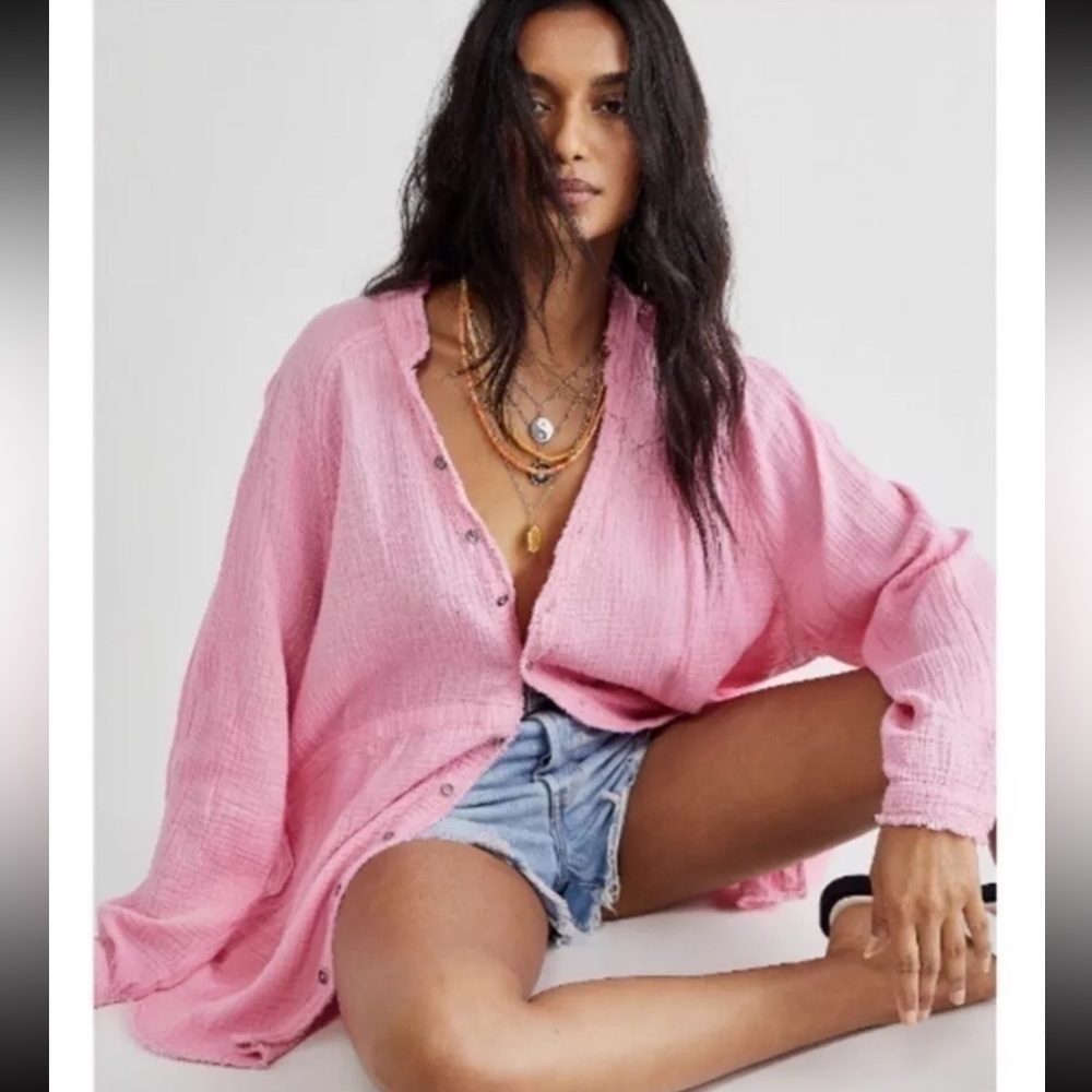 Free People We The Free Cotton Summer Daydream Buttondown Top